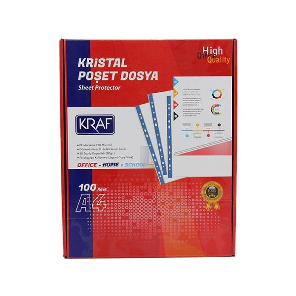 Kraf Poşet Dosya Kristal A4 100'Lü Dosya Fiyatı