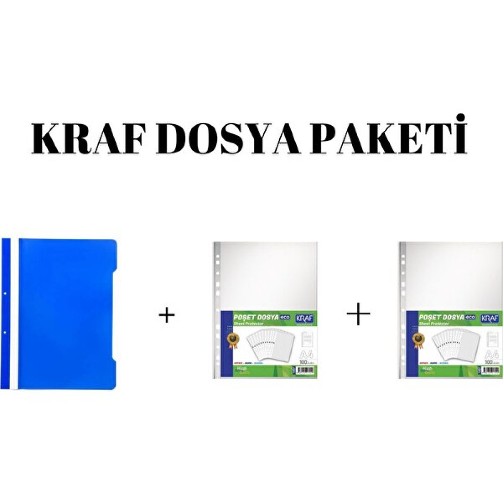 Kraf Telli Dosya Mavi 50'li + 2 Paket Kraf Poşet Dosya A4 100'LÜ Dosya Fiyatı