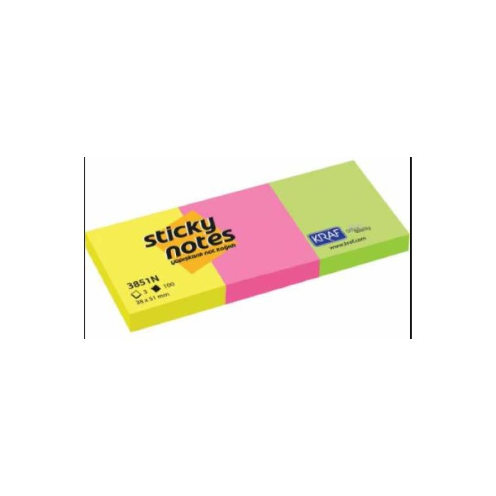Kraf Yapişkanli Not Kağidi 38X51 Neon 3851N 3 Lü Not Defteri & Bloknot Fiyatı