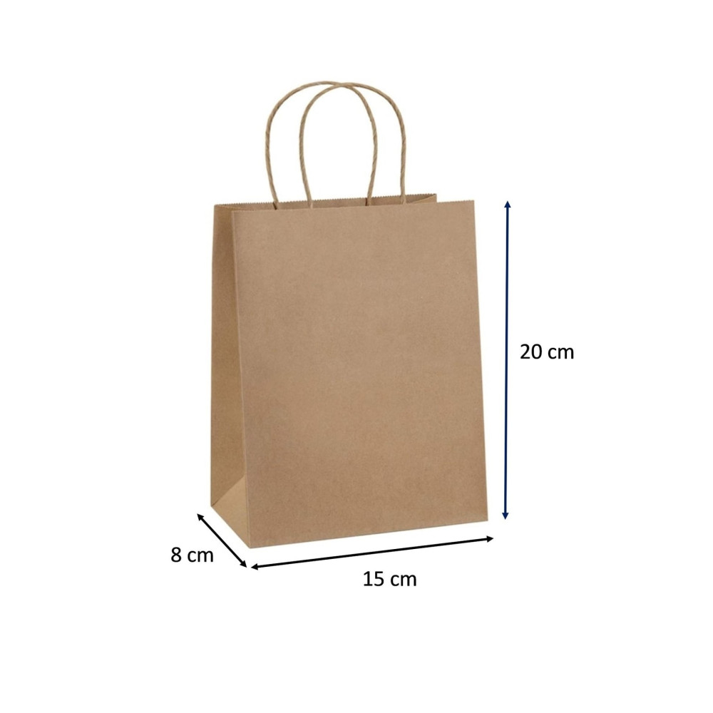 Kraft Ofis Mini Çanta Burgu Saplı 15 Cm X 8 Cm X 20 Cm ( 25 Adet ) ( Kağıt Poşet Çanta ) Çöp Poşetleri Fiyatı