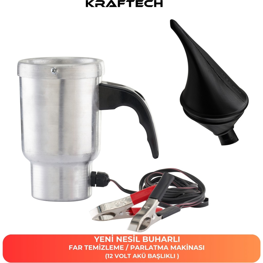 Kraftech Buharlı Far Temizleme Far Parlatma Kupa Istıcısı ve Huni 12 Volt Oto Çizik Giderici Fiyatı