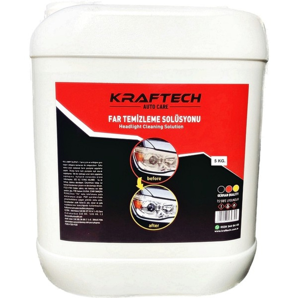 Kraftech Yeni Nesil Buharlı Far Temizleme Sıvısı Far Parlama Solüsyonu Kloroform 5 kg - 0 RH (+) Kırmızı - 1 Oto Bakım & Temizlik Ürünleri Fiyatı