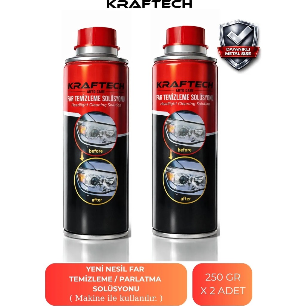 Kraftech Yeni Nesil Premium I Buharlı Far Temizleme Sıvısı Ve Parlatma Solüsyonu I Kloroform Uyumlu 2 X 250gr Diğer Fiyatı