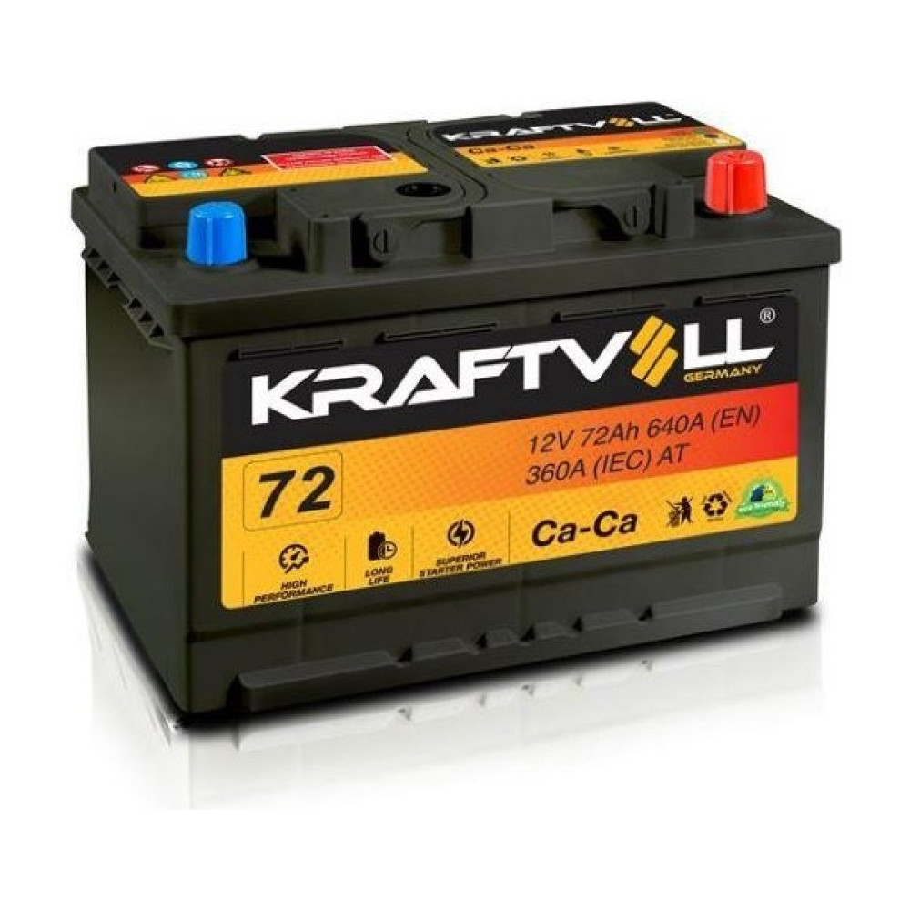 Kraftvoll Akü 12V 72AH 640A Tam Kapalı Alçak (278X175X175) Akü Fiyatı