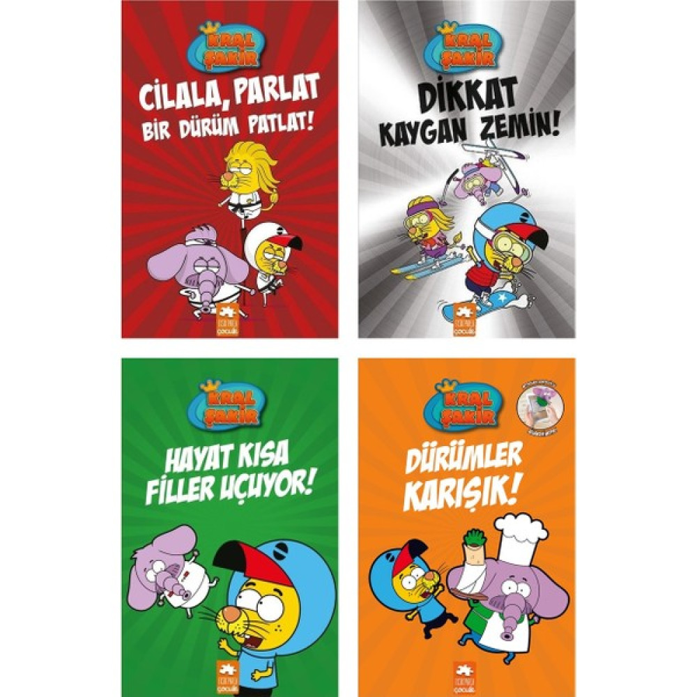 Kral Şakir 13 Cilala, Parlat Bir Dürüm Patlat -Dikkat Kaygan Zemin -Hayat Kısa Filler Uçuyor -Dürümler Karışık 4 Kitap Çocuk Roman Fiyatı