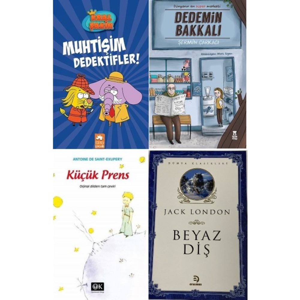 Kral Şakir 9 Muhtişim Dedektifler, Dedemin Bakkalı, Küçük Prens ve Beyaz Diş Kitap Seti Edebiyat Fiyatı