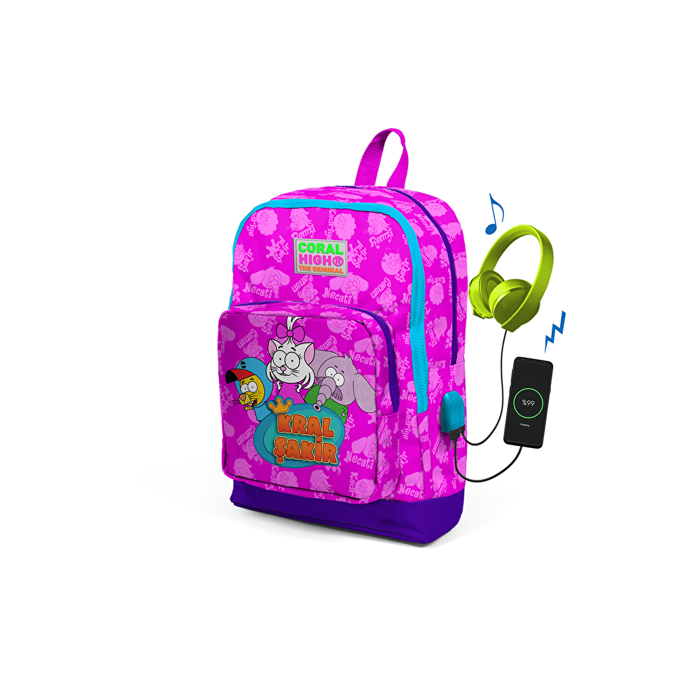 Kral Şakir By Coral High Çantası (Usb+Aux S) - Pembe Okul Malzemeleri Fiyatı