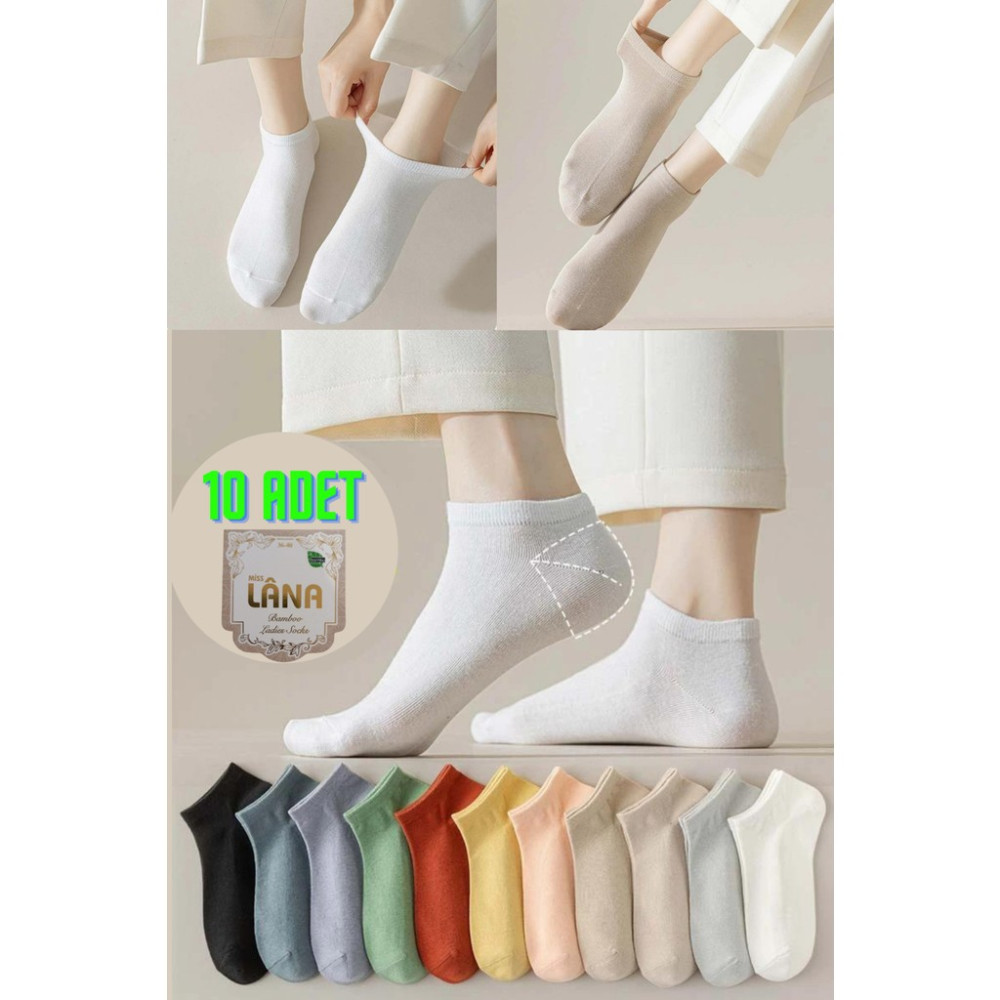Kral Socks 10 Çift Kadın Bambu Dikişsiz Kısa Patik Çorap Soket Çorap Fiyatı
