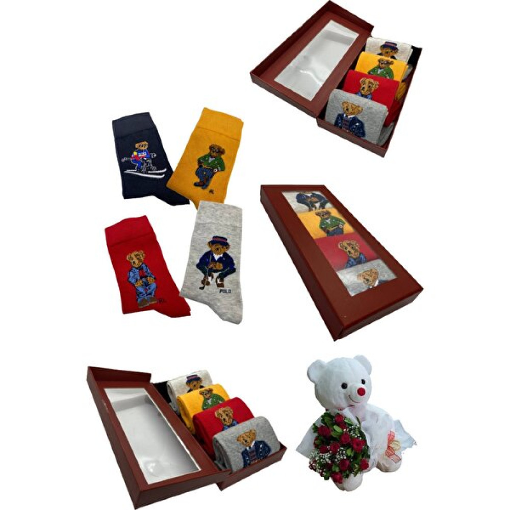 Kral Socks Özel Üretim Hediye Kutulu (5 Çift) Teddy Bear Pamuklu Çorap Seti Dikişsiz (Sevimli Ayıcık) Çorap (Outdoor) Fiyatı