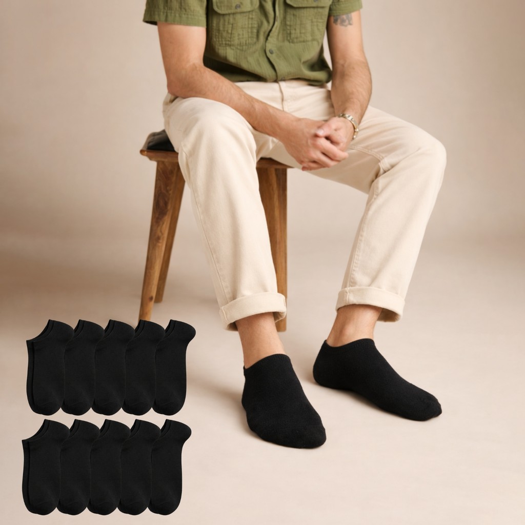 Kral Socks Patik Çorap Seti Düz Desen Yüksek Pamuk Oranı 10 Çift Ekonomik Paket Diğer Fiyatı