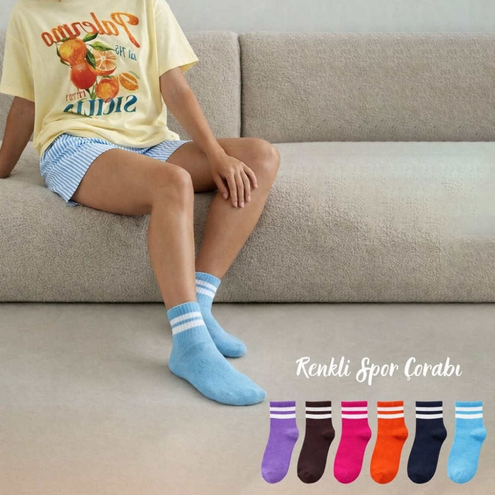 Kral Socks Unisex (6 Çift) Soft Renkler Model Pamuklu Terletmez Çorap Seti Soket Çorap Fiyatı