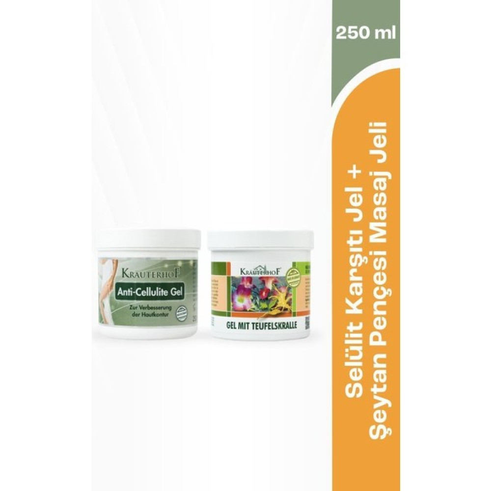 Krauterhof Anti Selülit Jel 250 ml +Şeytan Pençesi Özlü Masaj Jeli 250 ml Bitkisel Yağlar Fiyatı