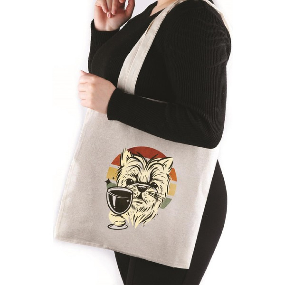 Kravatkolik Köpek Baskılı Bez Çanta 35*40 Tote Bag TOT85 Bayan Çanta ve Cüzdan Fiyatı
