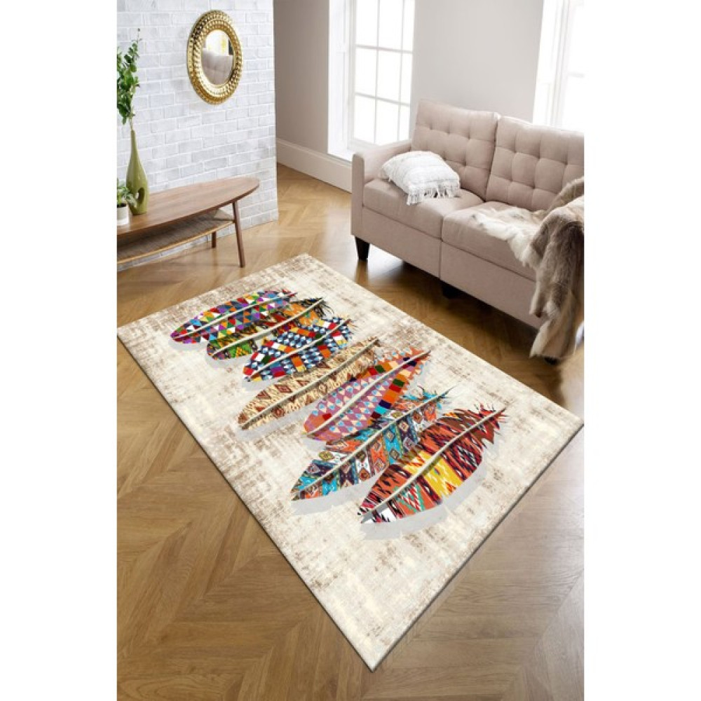 Kreatif Halı Yüksek Kalite Dijital Baskılı Tüy Figürlü Modern Yıkanabilir Dot Taban Kadife Kumaş Kir Tutmaz Halı - 80 x 140 cm - Renkli Salon Halısı Fiyatı