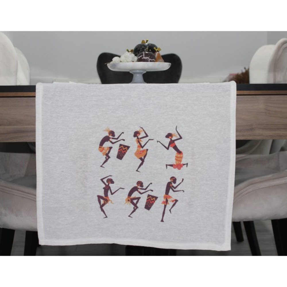Krem African Clan Basıkılı Runner - 140 x 50 cm - Kahve Masa Örtüsü Fiyatı