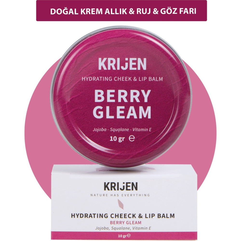 Krijen Berry Gleam Nemlendirici Pembe Renkli Dudak & Yanak Balmı | Bitkisel Krem Allık&ruj&far Rujlar & Dudak Parlatıcıları Fiyatı