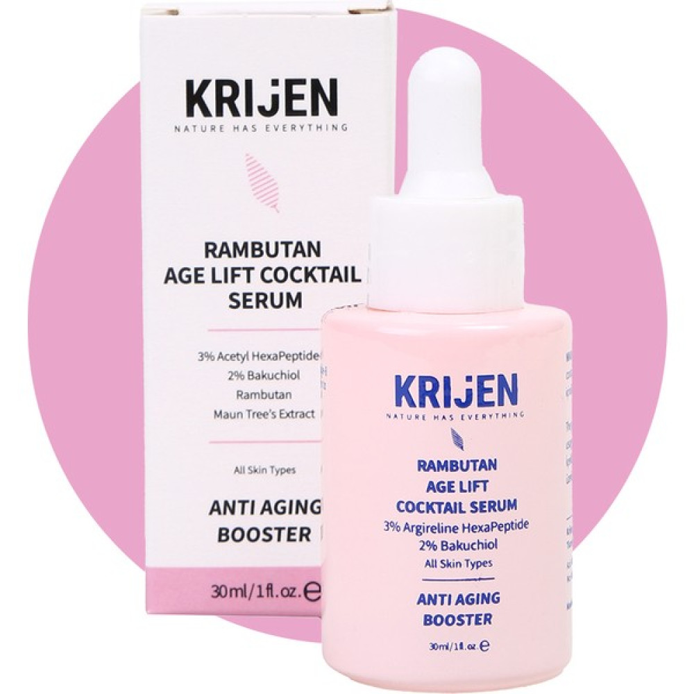 Krijen Rambutan Age Lift Cocktail Serum | Acetyl Hexapeptide-8 %3 + Bakuchiol %2 + Maun Ağacı Ekstraktı Anti-Aging / Yaşlanma Karşıtı Fiyatı