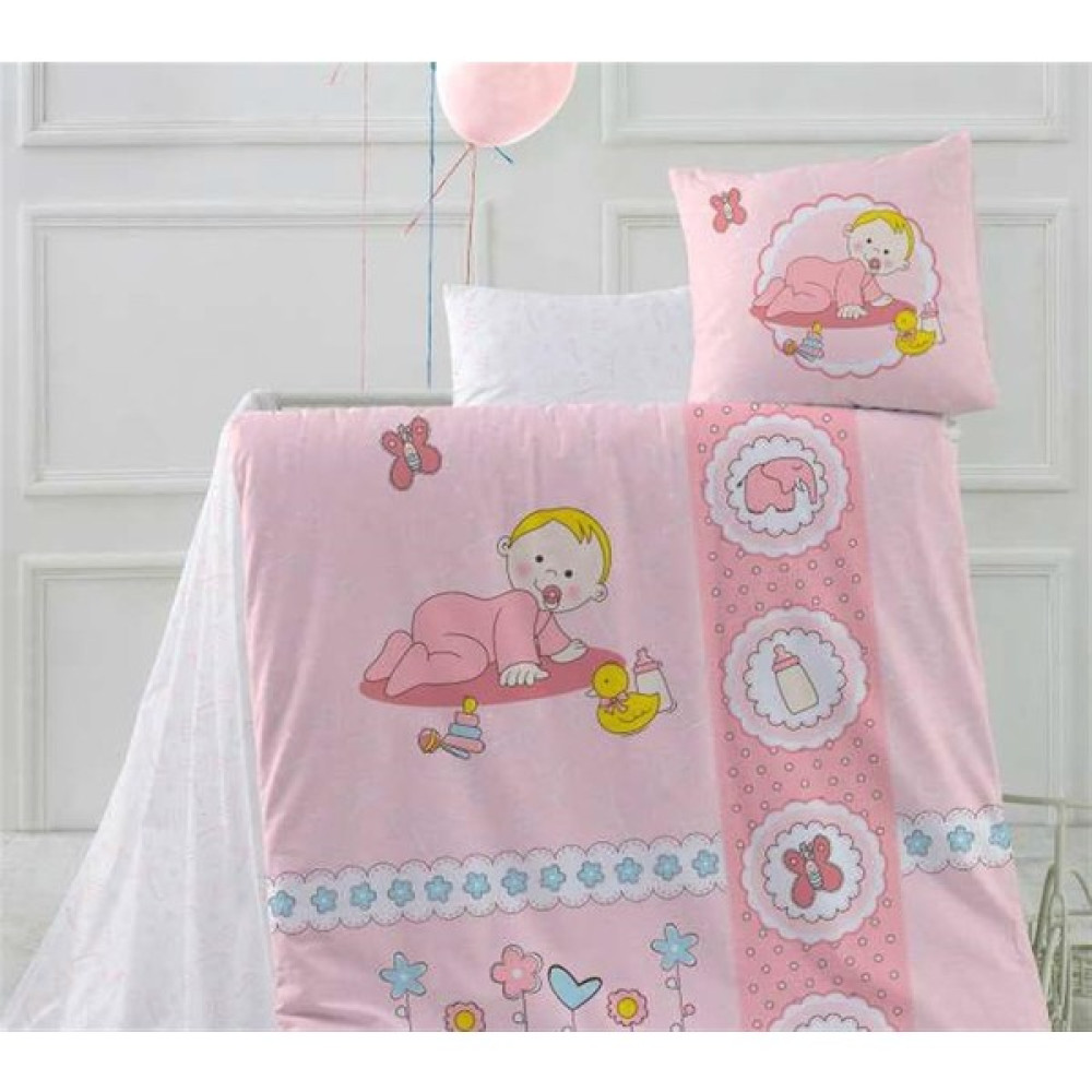 Kristal Bebek Nevresim Takımı Happy Baby Pembe - 100 x 150 cm Bebek Nevresim Takımı Fiyatı