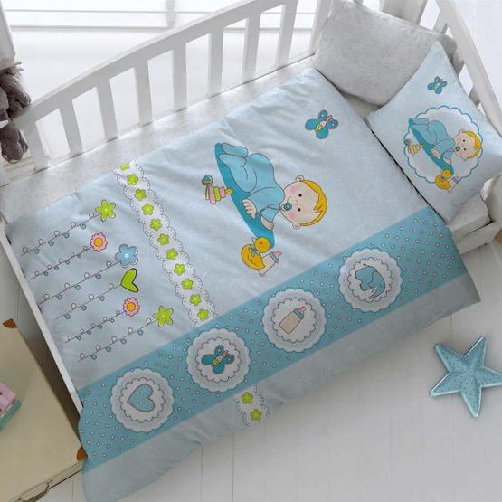 Kristal By Taç Happy Baby Mavi Bebek Nevresim Takımı