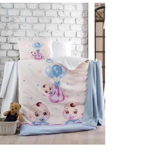 Kristal By Taç Happy Baby Mavi Bebek Nevresim Takımı