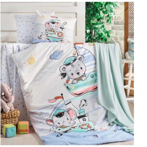 Kristal By Taç Happy Baby Mavi Bebek Nevresim Takımı