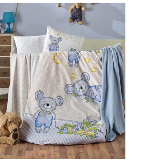 Kristal By Taç Happy Baby Mavi Bebek Nevresim Takımı Bebek Nevresim Takımı Fiyatı
