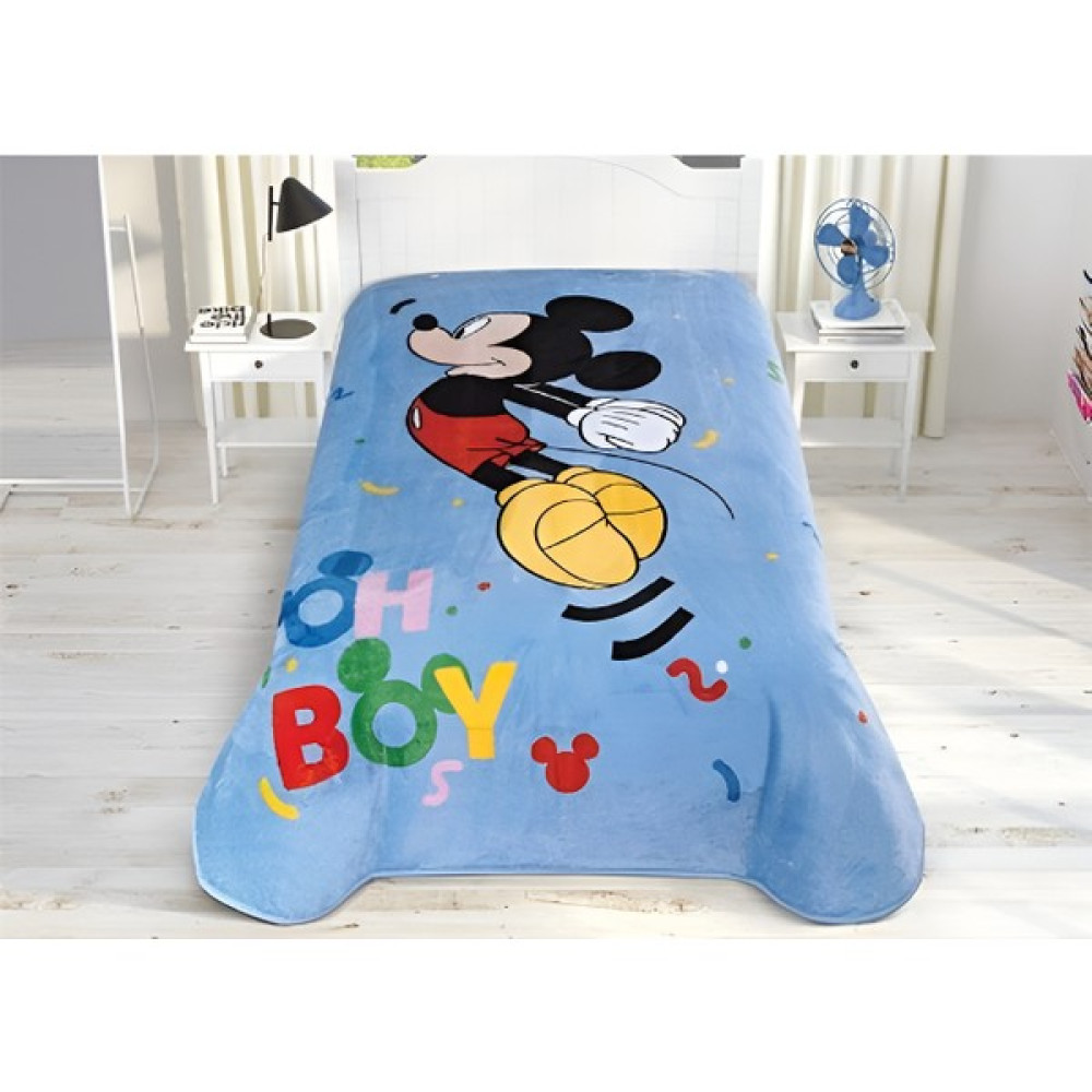 Kristal Disney Mickey Mouse Jump Lisanslı Tek Kişilik Battaniye - Açık Mavi - 160 x 220 cm Battaniye Fiyatı