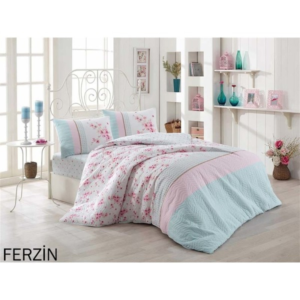 Kristal Dört Mevsim Çift Kişilik Ferzin Pembe Light - 200 x 220 cm - Renkli Nevresim Takımı Fiyatı