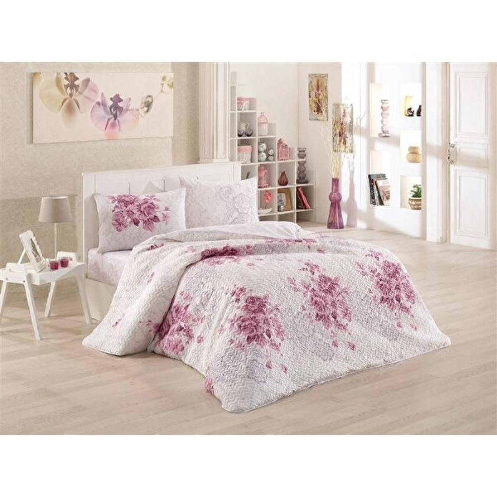 Kristal Dört Mevsim Çift Kişilik Henna Mürdüm Light - 200 x 220 cm - Renkli Nevresim Takımı Fiyatı