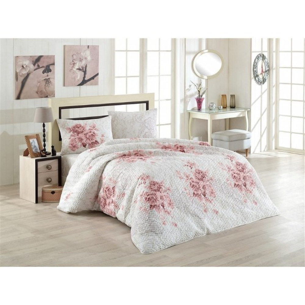 Kristal Dört Mevsim Çift Kişilik Henna Pudra Light - 200 x 220 cm - Renkli Nevresim Takımı Fiyatı