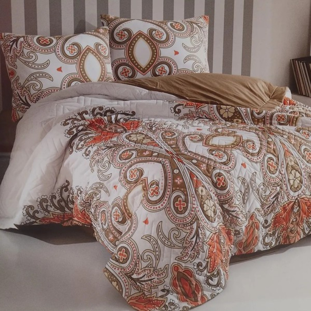 Kristal Hanedan Somon Çift Kişilik 220X230 Ranforce Kapitoneli Nevresim Takımı - 220 x 230 cm Nevresim Takımı Fiyatı