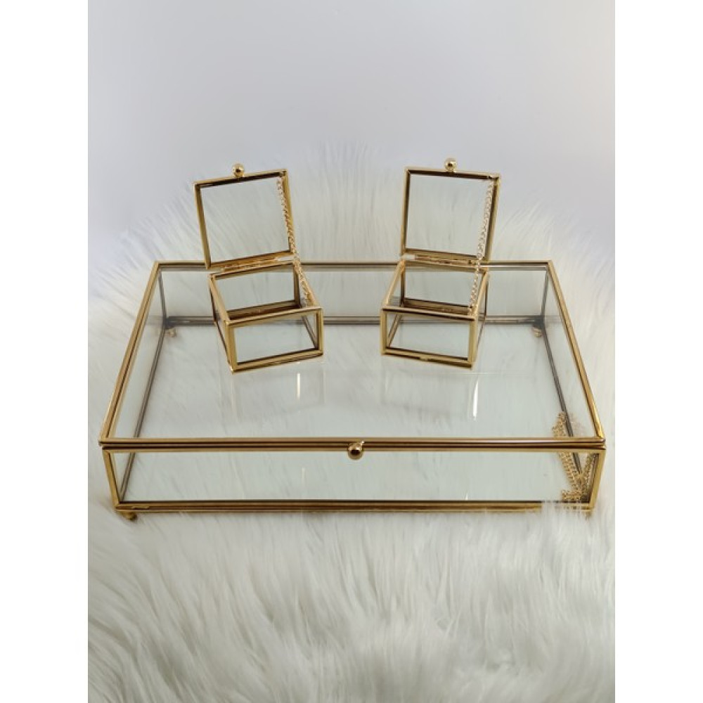 Kristal Home Çikolata Mücevher Cam Kutusu,yüzük Kutusu1'li-Kıza Evlenme Teklifi Nişan Sözü Alın Yüzük Kutusu2'li - 30*20*7cm & 7*7*5,5 cm Eşya Saklama Kutusu Fiyatı