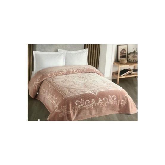 Kristal İspanyol Pudra 220x240 cm Çift Kişilik Battaniye