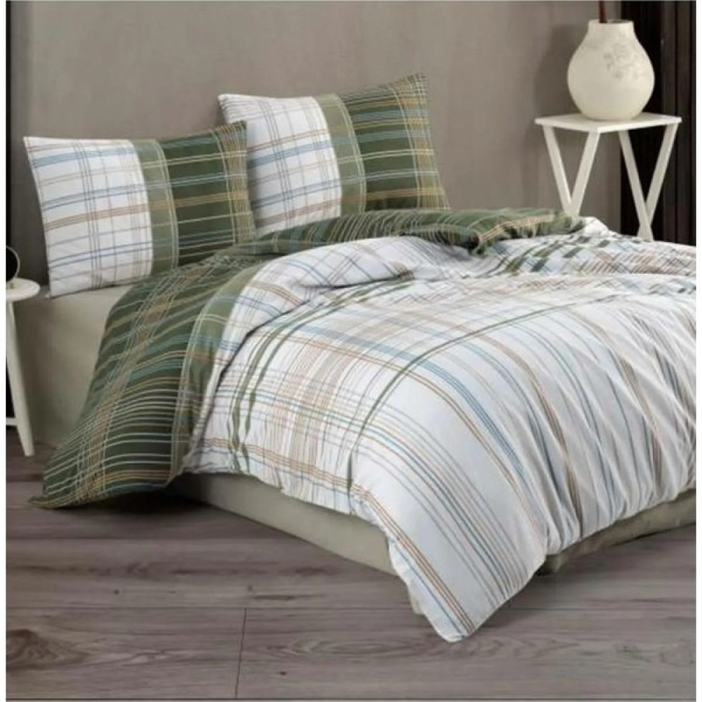 Kristal Kapitoneli Çift Kişilik Nevresim Takımı Dört Mevsim Ekose Haki - 220 x 230 cm Nevresim Takımı Fiyatı