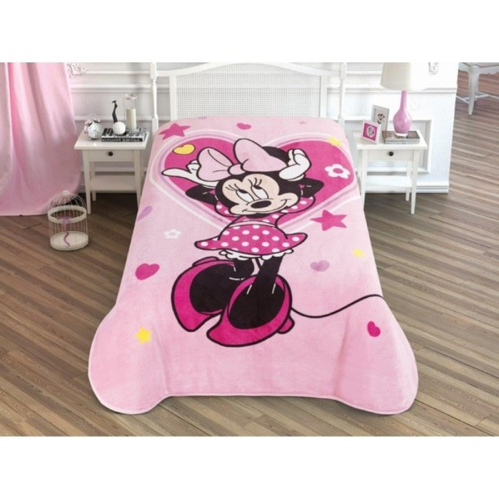 Kristal Lisanslı 160 x 220 cm (Minnie Mouse Love) Battaniye - Pembe Battaniye Fiyatı