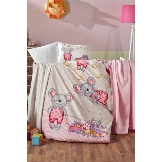 Kristal Mırnav Pembe Ranforce Bebek Nevresim Takımı