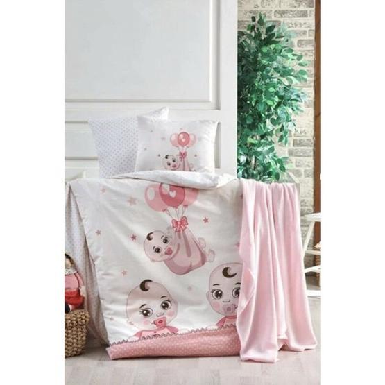 Kristal Mırnav Pembe Ranforce Bebek Nevresim Takımı