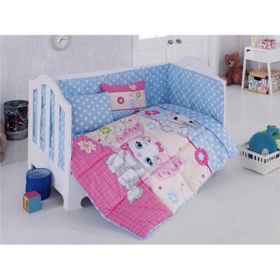 Kristal Mırnav Pembe Ranforce Bebek Nevresim Takımı