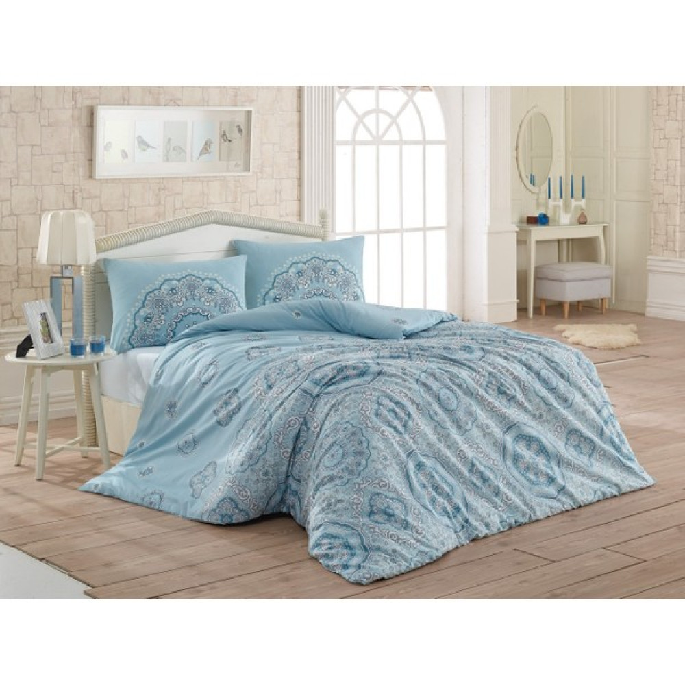 Kristal Şehriban Çift Kişilik Ranforce Nevresim Takımı - 200 x 220 cm - Mavi Nevresim Takımı Fiyatı