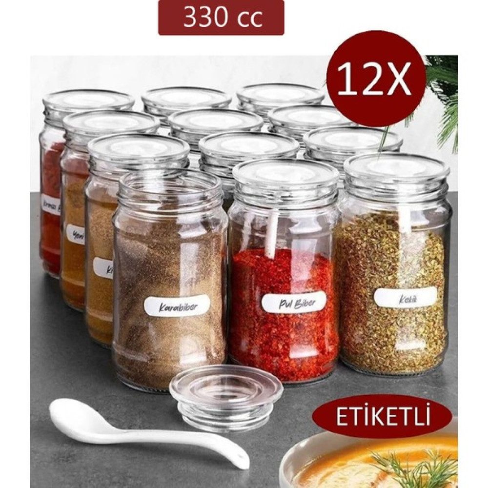 Krm Home 12 Adet Vakum Kapaklı Saklama Kabı, Vakumlu Cam Baharatlık Baharat Seti 330 Cc Baharat Setleri & Baharatlıklar Fiyatı