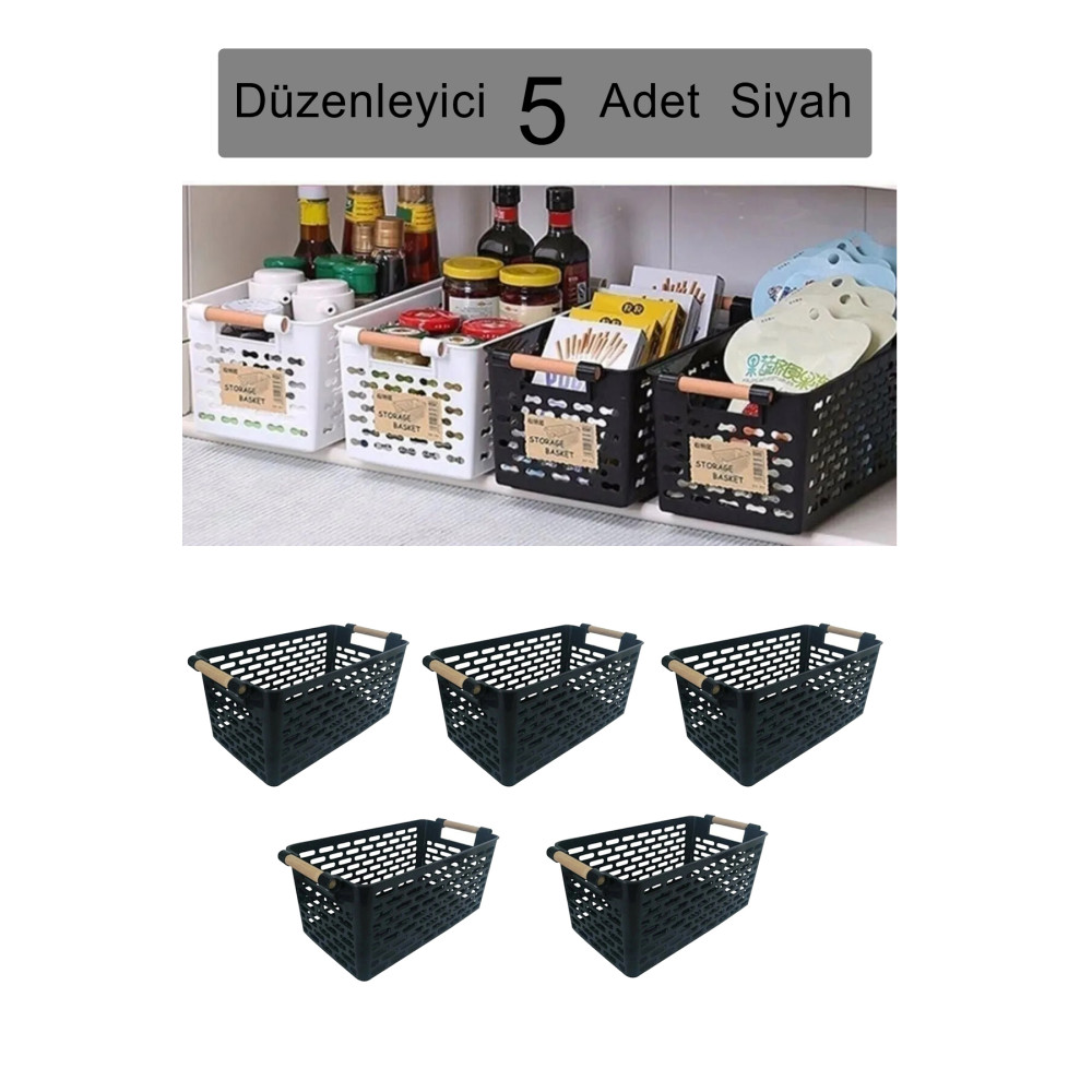 KRM HOME 5 Adet Çok Amaçlı Plastik Tutacaklı Organizer Sepet - Dolap içi & Çekmece & Banyo Düzenleyici Sepet Dolap İçi Düzenleyici Fiyatı