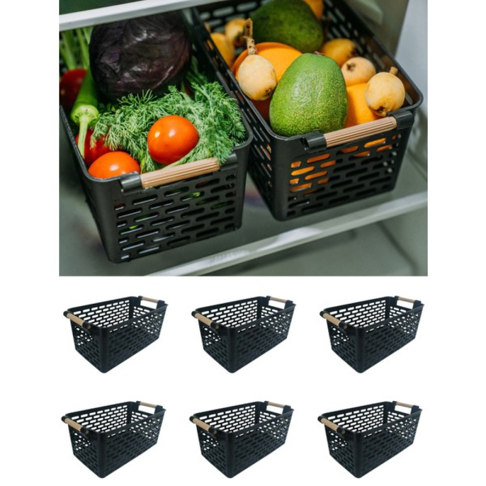 Krm Home 6'lı Ahşap Renk Plastik Organizer Sepet Dolap Banyo Mutfak Düzenleyici - Siyah Saklama Kapları Fiyatı
