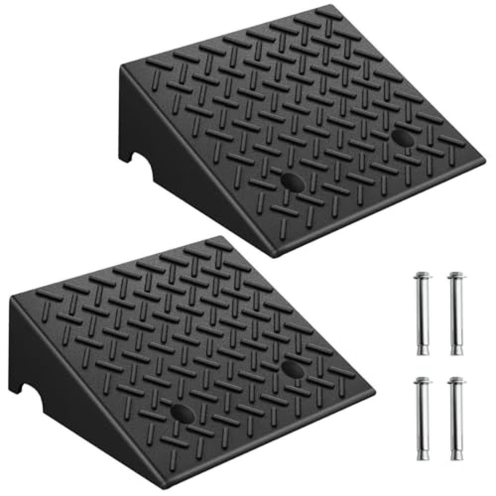 KROAK 2 Pack 6 Inch Rubber Curb Ramps, 8818LBS Load Capacity,18.7"(L) x18.8(W) x6.1(H), Heavy-Duty Driveway Ramp for Cars, Motorcycles, Bicycles, Wheelchairs, Trailers, Lawnmowers, Pet Mobility