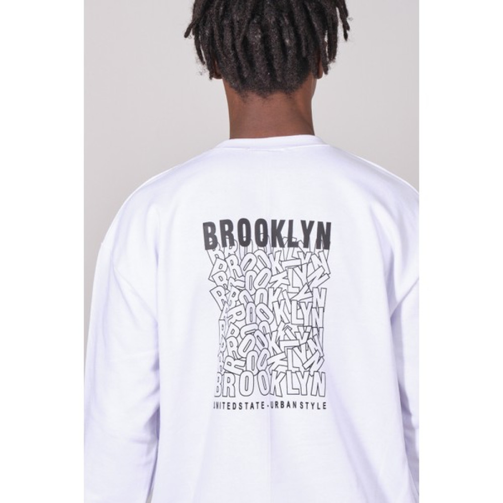 Kronik Beyaz Sırt Brooklyn Baskı Oversize Sweat Erkek Sweatshirt Fiyatı