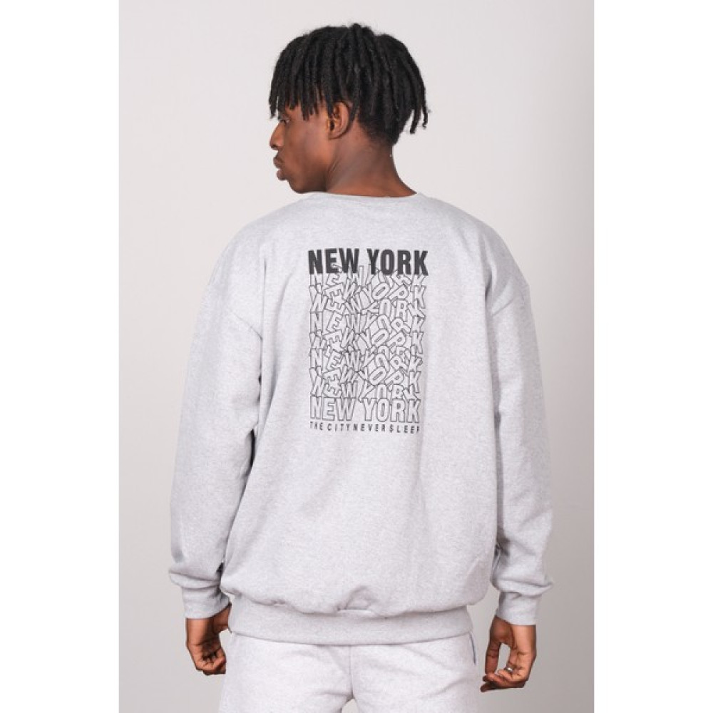 Kronik Gri Sırt Newyork Baskı Oversize Sweat Erkek Sweatshirt Fiyatı