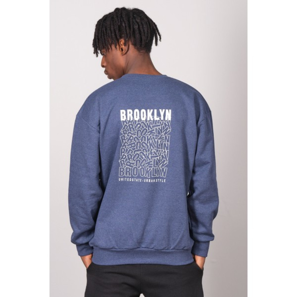 Kronik Indigo Sırt Brooklyn Baskı Oversize Sweat Erkek Sweatshirt Fiyatı