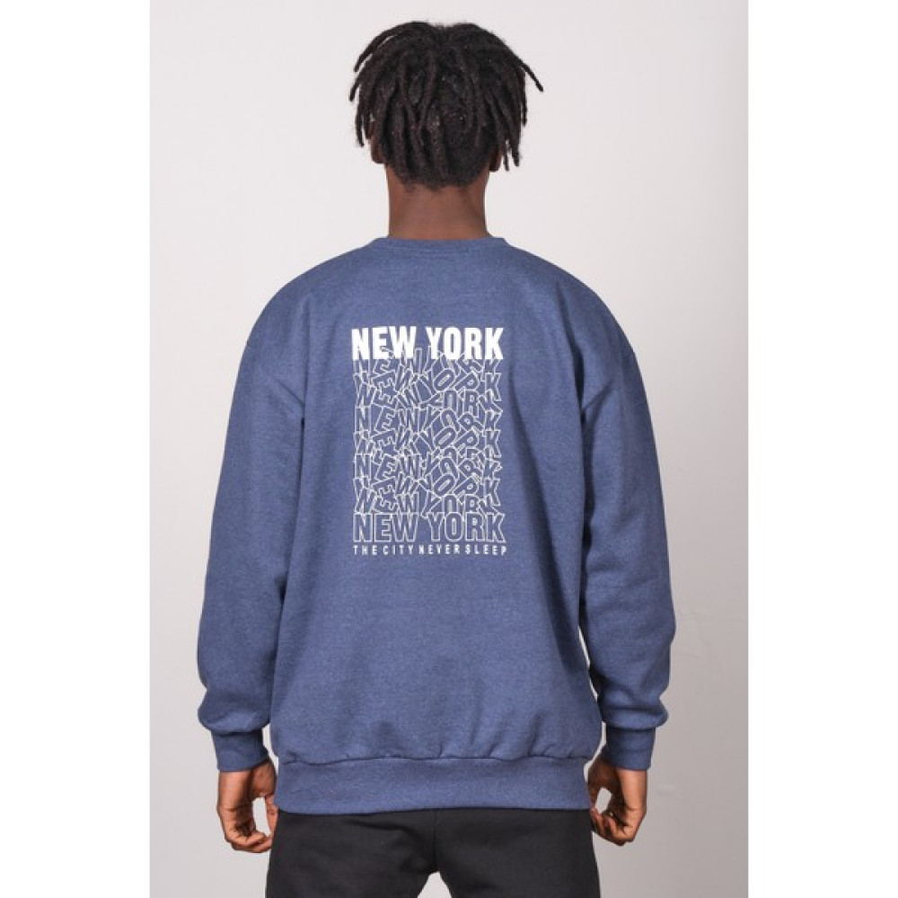 Kronik Indigo Sırt Newyork Baskı Oversize Sweat Erkek Sweatshirt Fiyatı