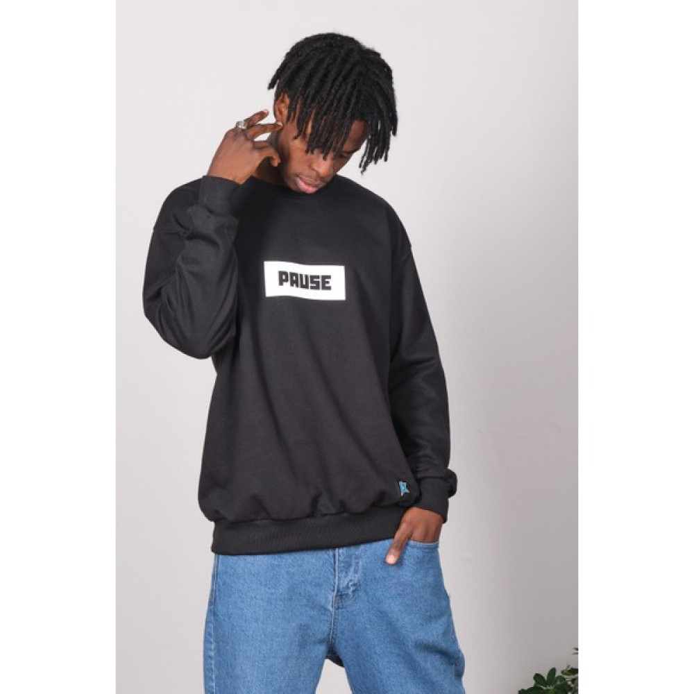 Kronik Siyah Pause Baskı Oversize Sweat Erkek Sweatshirt Fiyatı