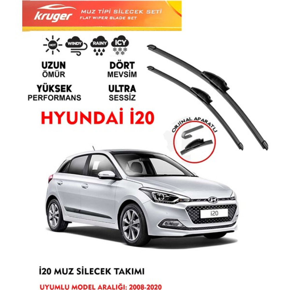 Kruger Hyundai I20 Ön Cam Silecek Seti 2020 Model Araca Özel Orjinal Aparat Oto Silecekleri Fiyatı