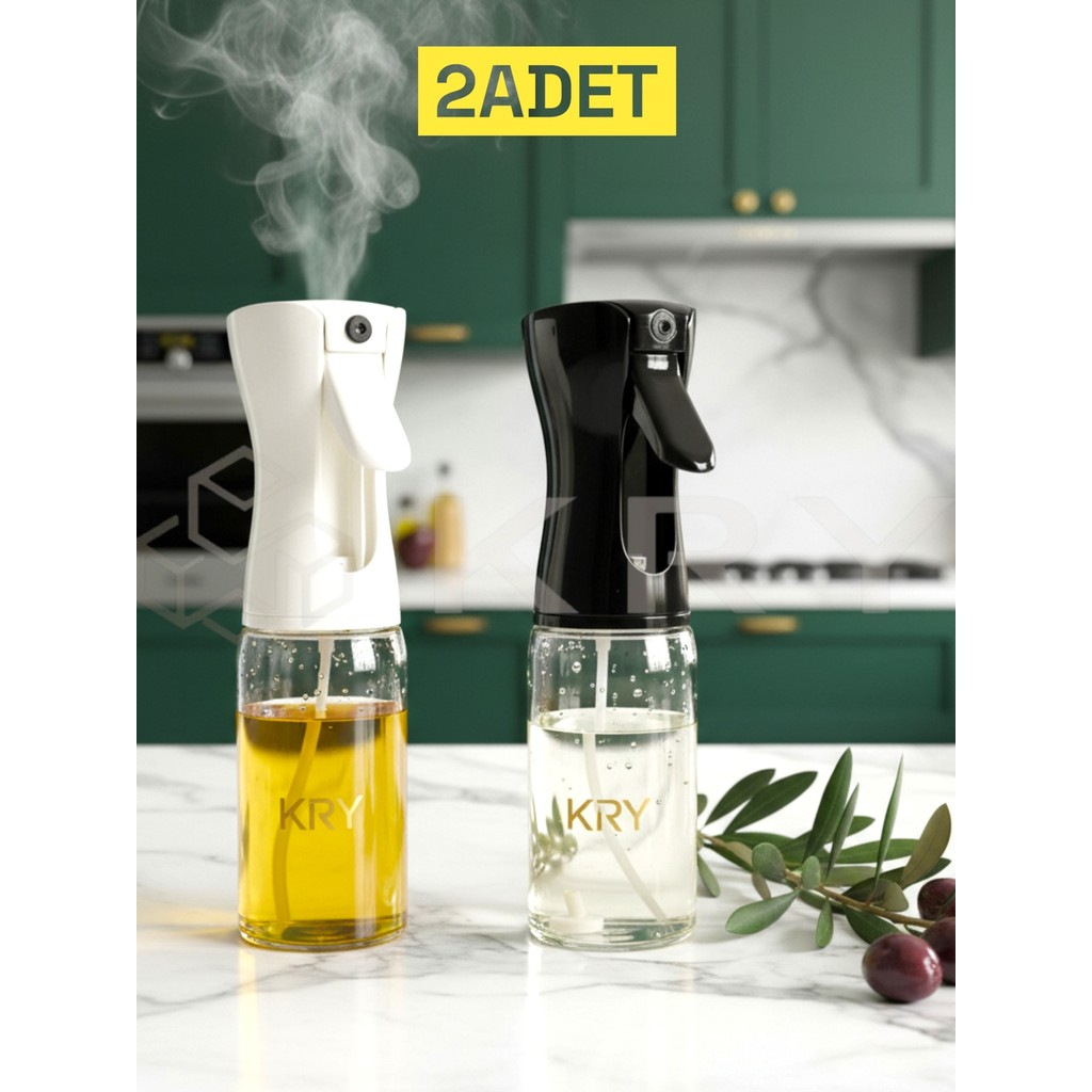 Kry 2’li Yağdanlık Sprey 225 ml – Siyah & Beyaz Cam Yağ Püskürtücü, Air Fryer Uyumlu - Siyah - Beyaz Diğer Fiyatı